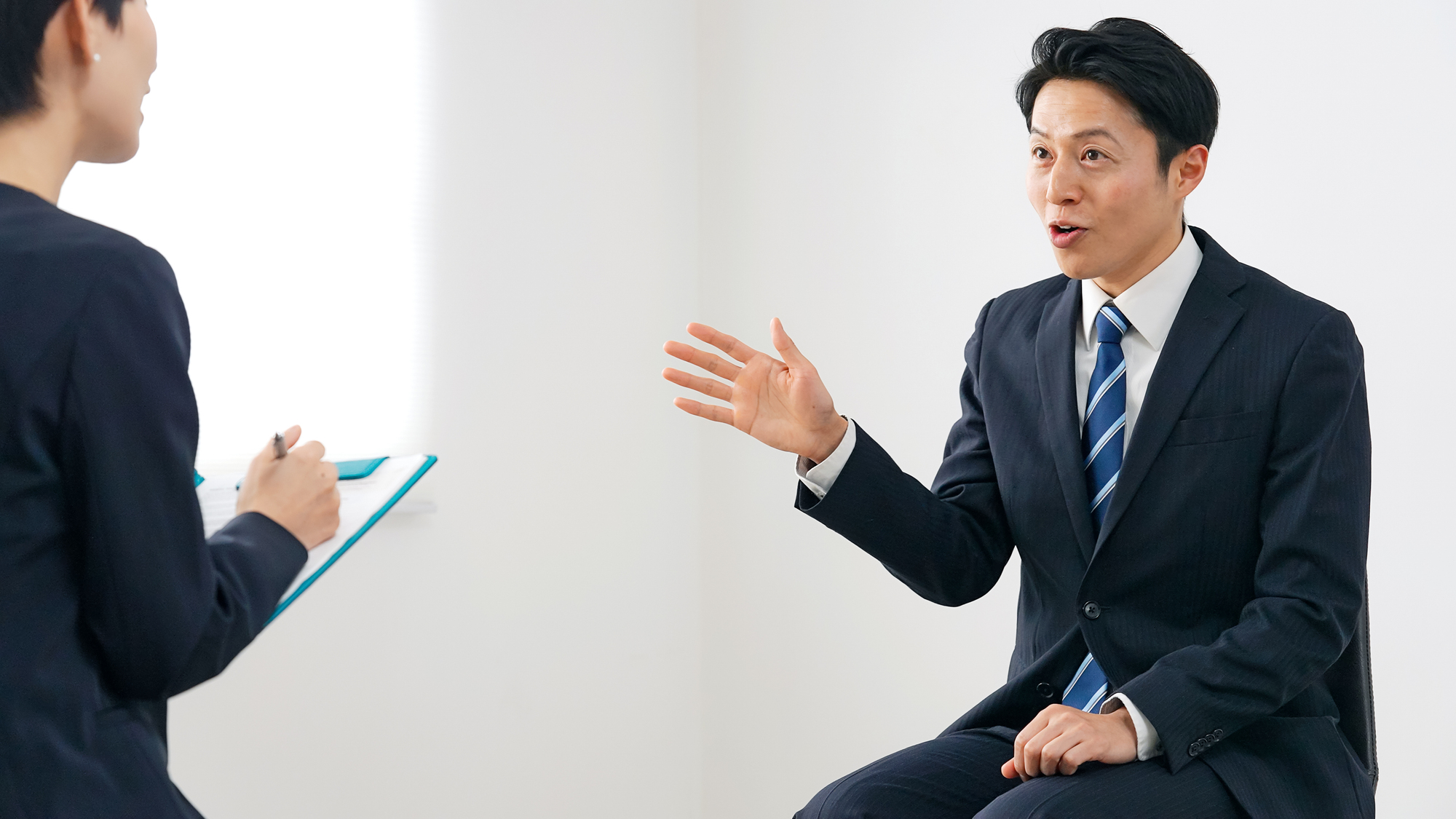 Staffing consultant conducting a face-to-face candidate interview